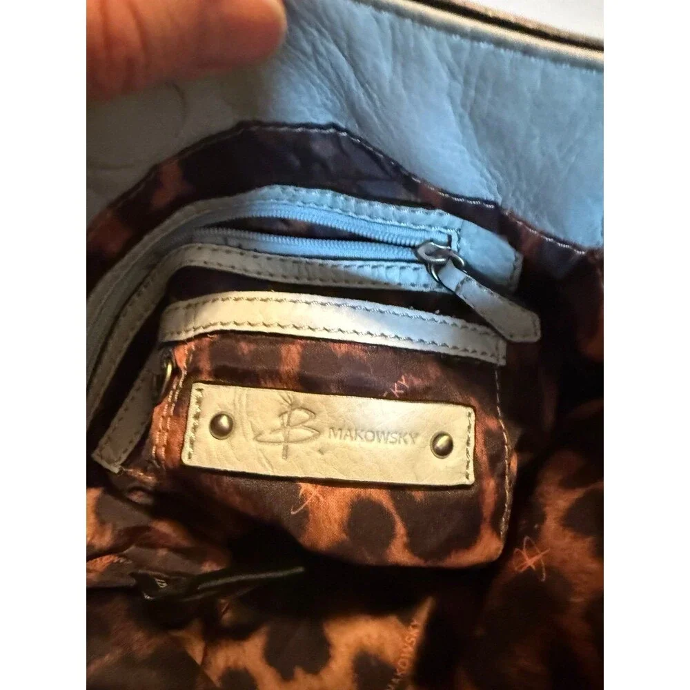B Makowsky Leather Crossbody Bag in Light Blue